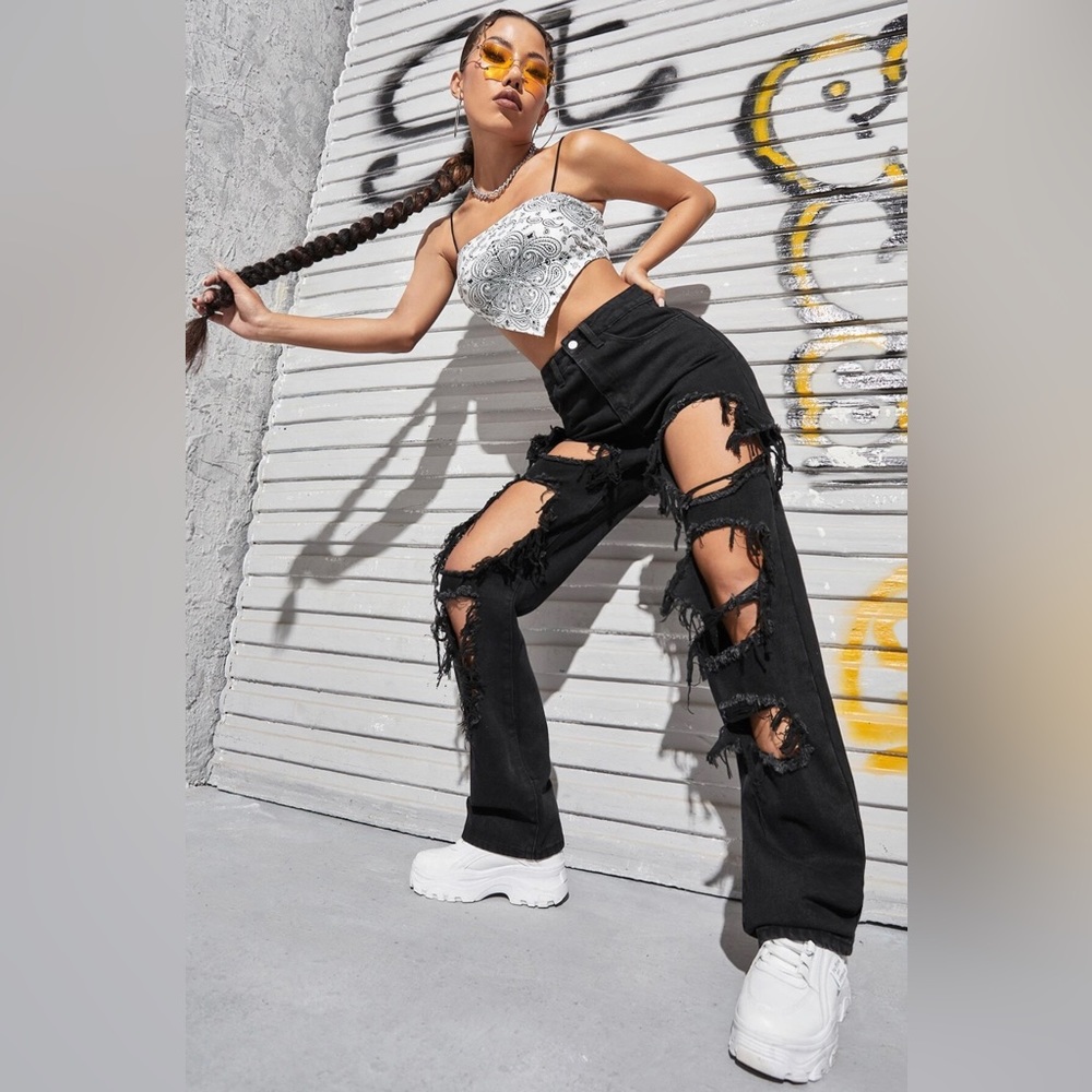 Black Ripped Boyfriend Jeans